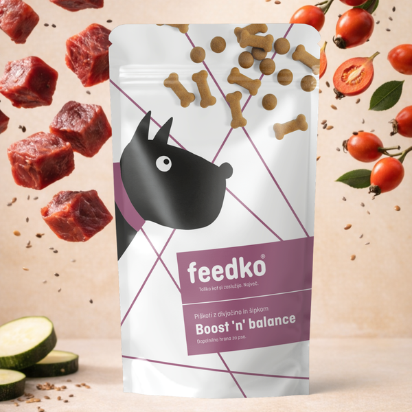 Feedko Pasji piškoti Boost ’n’ Balance – divjačina in šipek - 1