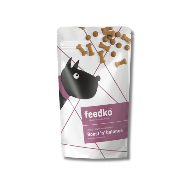 Feedko Pasji piškoti Boost ’n’ Balance – divjačina in šipek