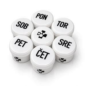 Set of containers for dietary supplements and medications